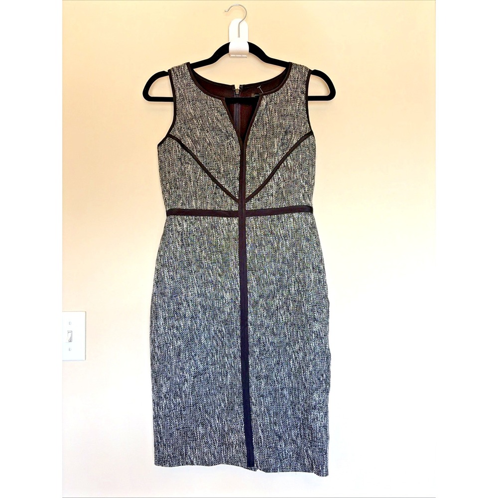 Ann Taylor Classic Black Metallic Sleeveless Vneck Sheath Dress 0 Petite NEW NWT